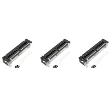 3X Kit de Herramientas de Red Panel de Conexión CAT6 de 12 Puertos RJ45 Estante de Montaje En Pared con Soporte de Montaje En Pared de Superficie