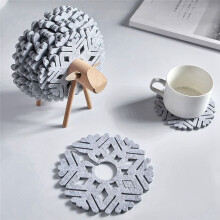 Sheep Shape Drink Coasters Cup Pads Insulated Round Cup Mats Home Office Table Decor Art Crafts Grey