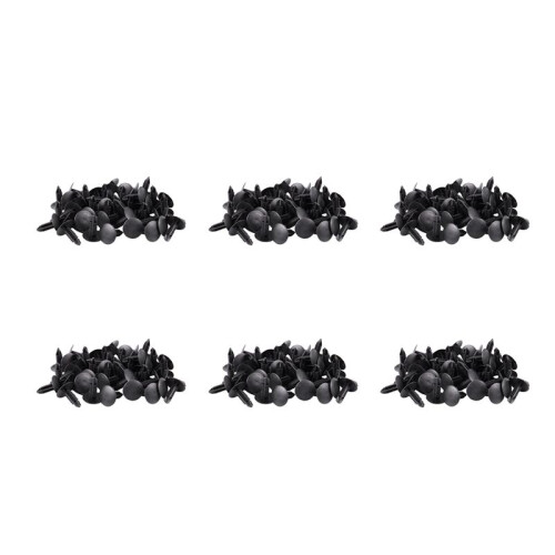 5mm x 5mm Hole Dia Black Plastic Rivets Fastener Push Clips 288 Pcs 1