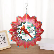 12Inch Cardinal Wind Spinners Outdoor,3D Bird Wind Spinner Garden Decor, for Hanging Patio Yard Decoration