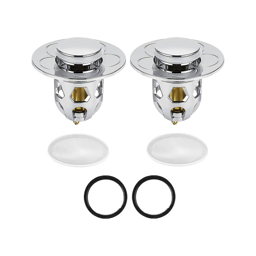 Stainless Steel, Rebound Core Push Type Sink Plug, Universal - Drain Strainer With Anti Clogging Sieve 34-40 Mm 6034120182432