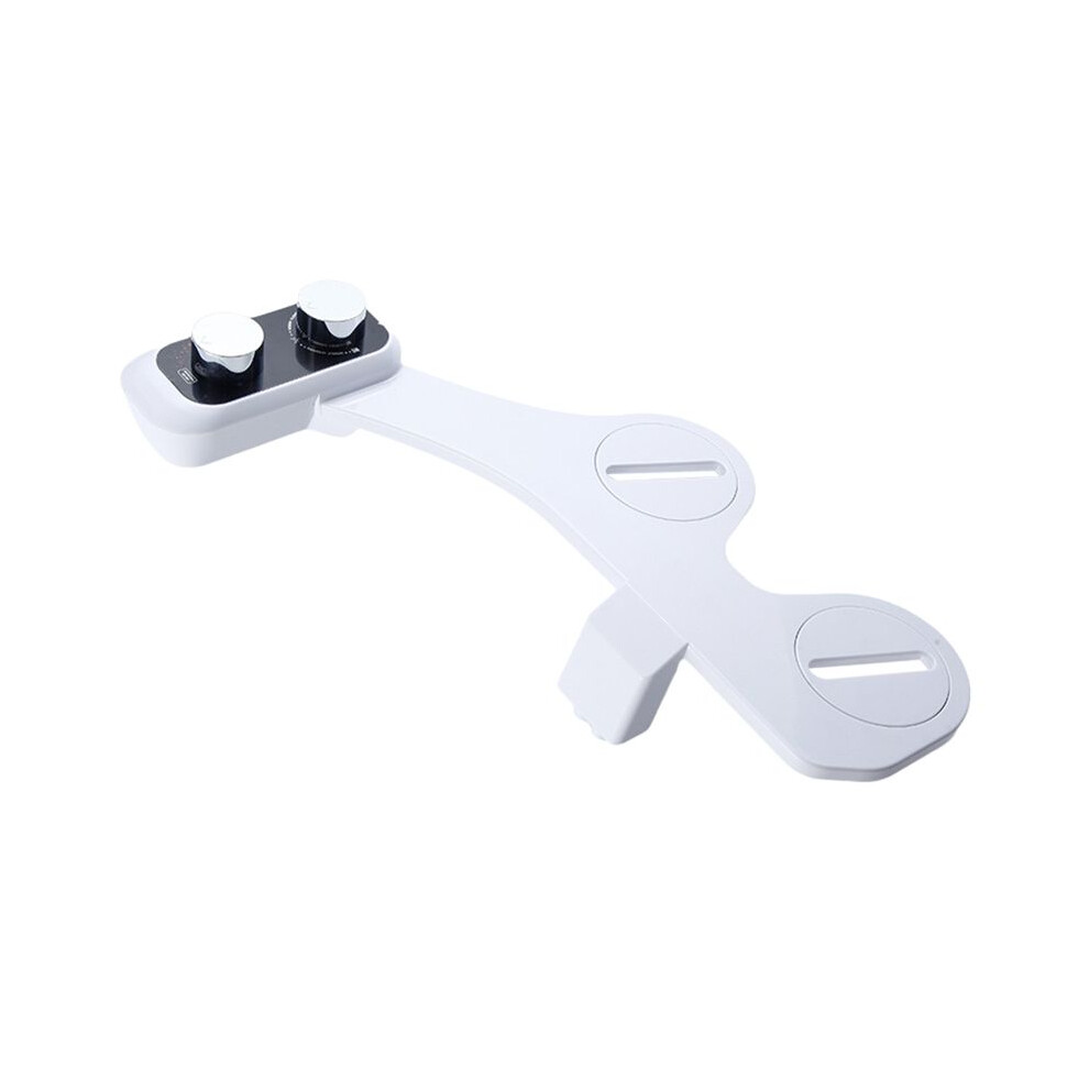 Bidet Attachment Ultra-Slim Toilet Double Nozzle Spiral Adjustable Water Pressure Non-Electric Ass Sprayer 3/8