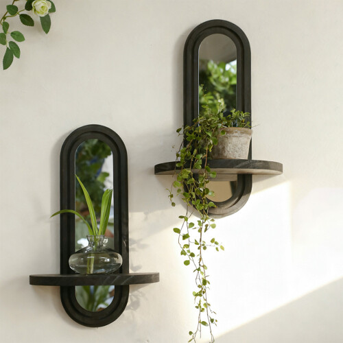 French Middle Century Wood Wall Floating Shelf with-1 pack 2