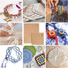 2Pcs Macrame Board and Pins, 8x8inch 12x16inch Macrame Board with Grids, with 100 T Pins for Braiding Bracelet Project