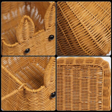 Rattan Basket with Handle, Egg Basket Woven Flower Girl Bread Fruit Vegetable Basket Wicker Toy Picnic Basket