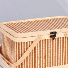 Geflochtene Körbe, Groß, Bambus, Tragbar, Picknick-Früchte, Natürlicher Halter, Deckel, Brot, Zongzi-Organizer
