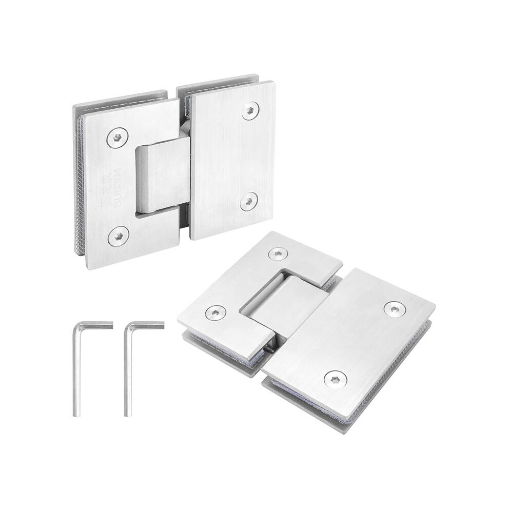 2 Pack 180 Degree Frameless Glass Shower Door Hinges, Brushed Nickel Shower Door Hinges Heavy Duty 304 Stainless Steel 6031515079889