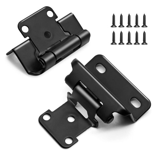 1/2Inch Overlay Semi Partial Wrap Cabinet Hinges, 4 Pairs (8 Pcs) Self Closing Black Hinges for Variable Kitchen 8Pcs 1
