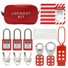 Kit Lockout Tagout - Etichetta Lockout Tagout, Fascetta in Nylon, Custodia in Nylon, Lucchetto di Sicurezza Rosso, Serrature Lockout Tagout (Kit
