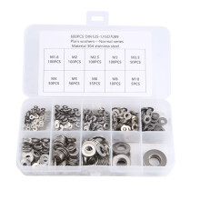 600 Stks/Set M1.6 M2 M2.5 M3 M3.5 M4 M5 M6 M8 M10 Roestvrijstalen Platte Sluitring Vlakke Sluitring Pakkingen Assortimentset