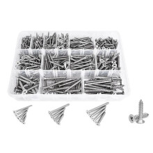 510PCS Wood Screws Sortiment Kit - Rostfritt StåL SjäLvgäNgande Skruvset, HåRkors Platthuvud PlåTskruvar