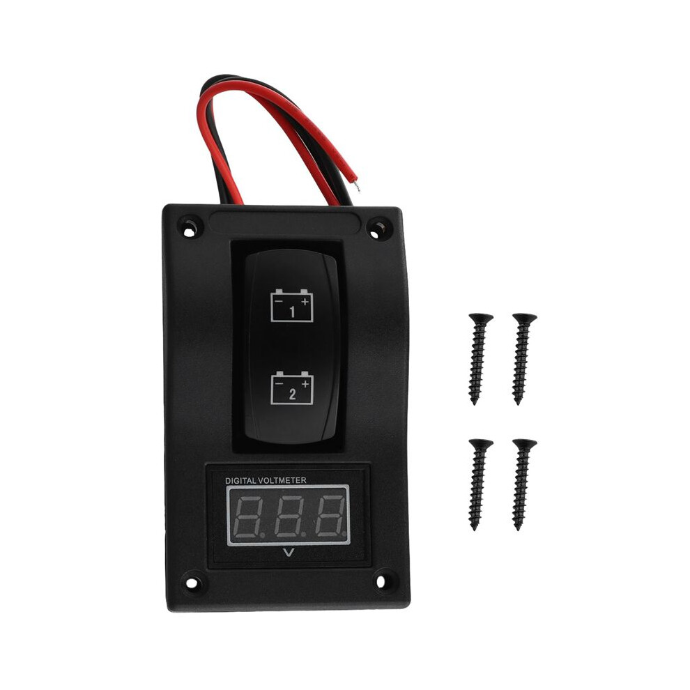 12-24V Led Dual Battery Test Panel Rocker Car Truck Marine Boat Voltmeter 4P -Off- Red 4714250103867