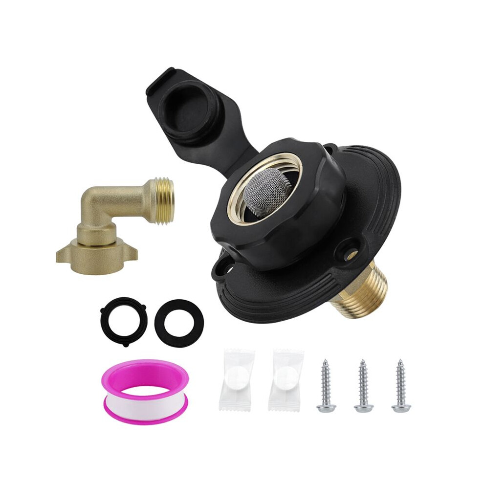 Flange Ring Leak Proof Threaded Connector With Check Valve For Rv Boat Trailer Marine (With Hose Elbow) 4714067261316