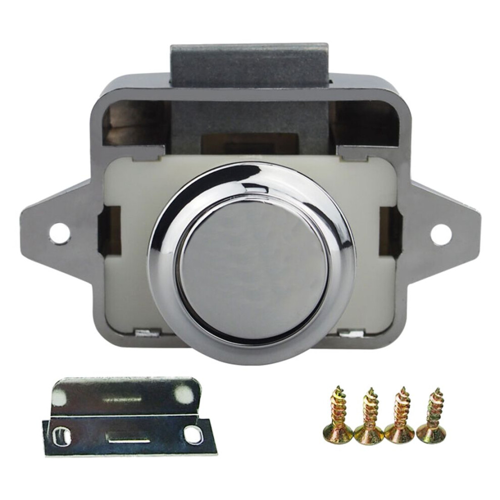 26Mm Push Lock Button Catch Lock Motorhome Rv Cabinet Cupboard Door Knob, Chrome 4711551062619