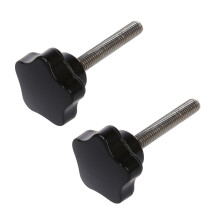 2pièces M8 x 50 mm Filetage Remplacement Star Bouton À Main Vis de Serrage Noir Ton Argent