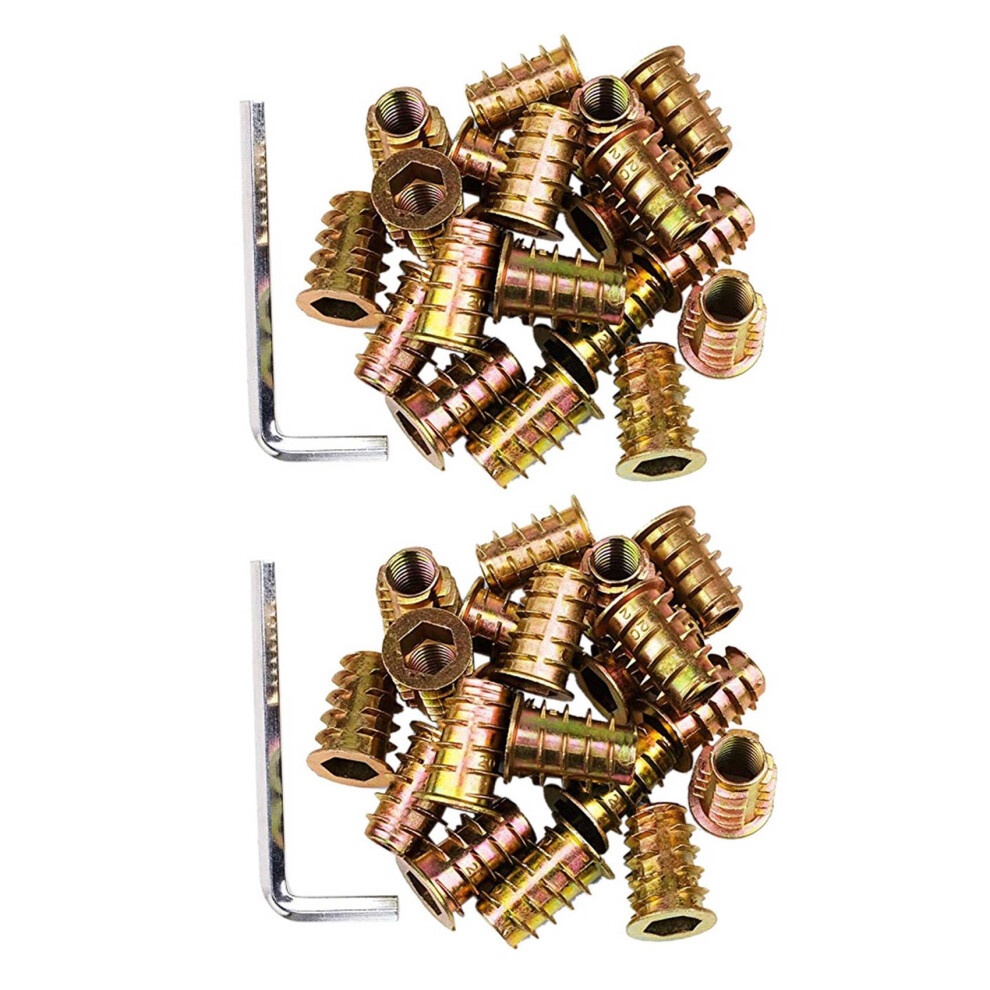 200Pcs M6 X 15Mm Furniture Screw In Nut Threaded Wood Inserts Bolt Fastener Connector Hex Socket Drive 4713304997537