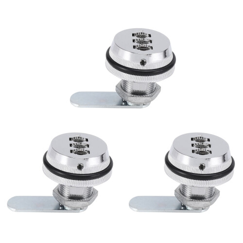3X Alliage Code Combinaison Cam Lock Keyless Post Mail Box Cabinet RV 3 Dial Argent