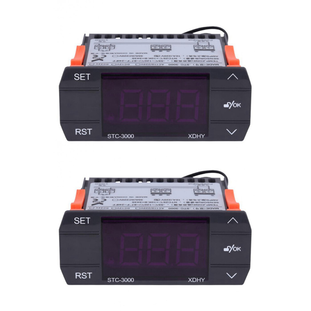 2X Stc-3000 110V-220V 30A Press Digital Temperature Controller Thermostat With Sensor Controlling Tool 6033698400153
