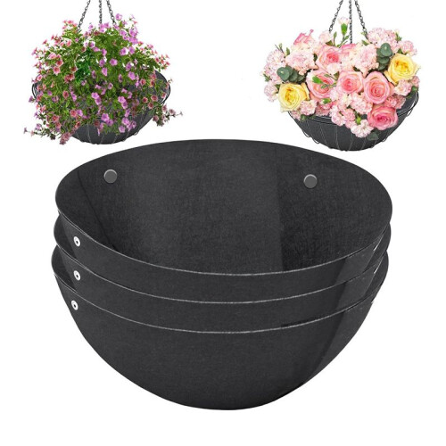 3ST Hängande Blomkorgsfoder Tyg Hängande Växtfoder Runda Planteringsfoder Non-Woven Svart Filtfoder 14 Tum 2