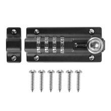 Verrouillage par Mot de Passe Boulon Noir Loquet de Porte en MéTal Antivol Combinaison de SéCurité Cadenas à Chiffres ExtéRieur Maison en Bois