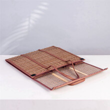 Picnic Woven Basket Storage Bag Handle Folded Fruit Shopping Food Handle Foldable Bamboo Basket