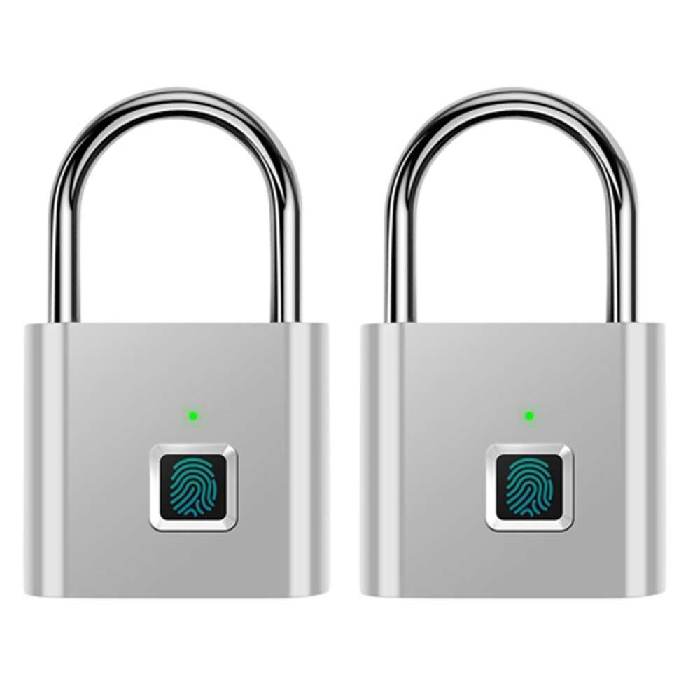 2X Fingerprint Padlock,Portable Anti-Theft Usb Charging Fingerprint Lock For Lockers, Suitcases, Backpacks Etc 6034021378187