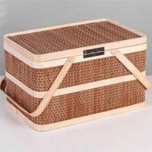 Geweven Manden Bamboe Draagbare Picknick Fruit Natuurlijke Houder Deksel Brood Zongzi Organizer