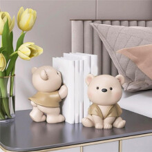 Cute Bear Decorative Bookends, Unique Book Ends to Hold Books Heavy Duty Book Holder Organizer Stopper for Home Decor