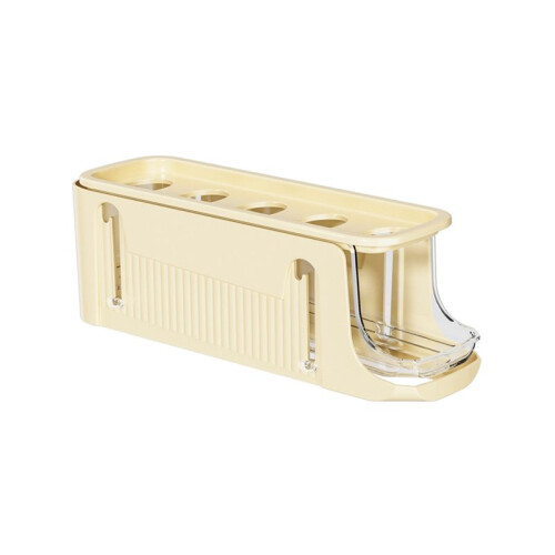 3 Tier Foldable Egg Holders,Rolling Egg Holder for Refrigerator,Automatic Rolling Egg Storage Tray,Egg Tray Cream Color 2