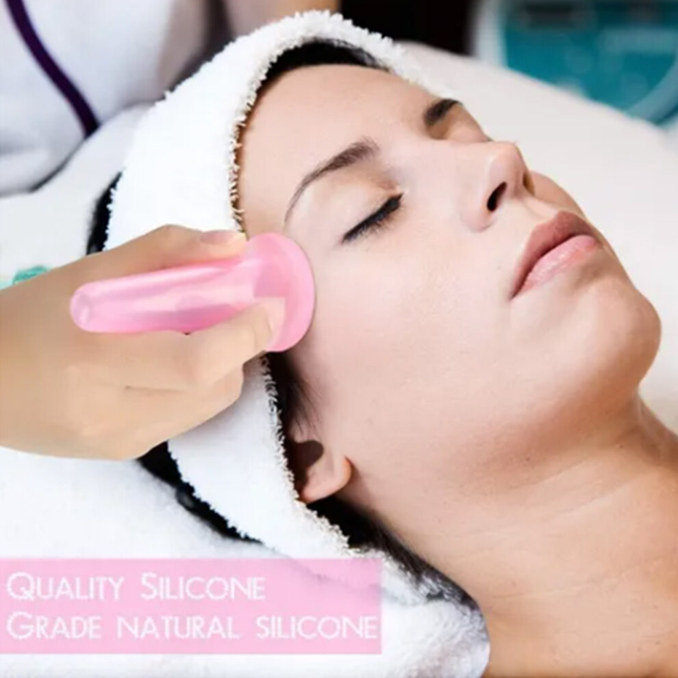 Pink 4Pcs Liquid Silicone Facial Cupping Set For Adults Vacuum Massage