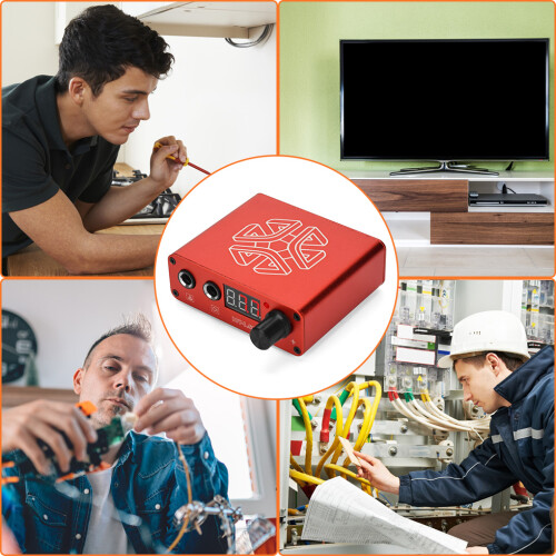 (Red, US Plug) LED Digital Display Tattoos Power Regulator Transformer Professional 2