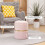 Homcom HOMCOM Round Pouffe Storage Footstool with Hidden Space, Pink 5