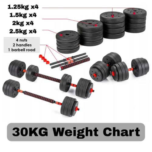 Adjustable Dumbbell Barbell Set 30KG 2