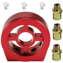 Universal Oil Filter Cooler Sandwich Plate Adapter Oil Sensor Adapter with Connectors M18 M20 M22 3/4 Red