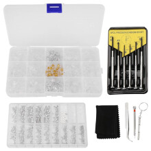 Kit de RéParation de Lunettes et Lunettes de Soleil, Kit de Vis pour Lunettes et Plaquettes de Nez avec 6 Tournevis et 3 Outils pour Lunettes
