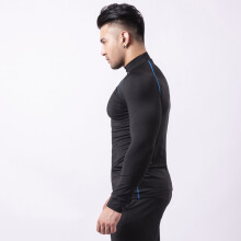 Men's Compression Shirt Long Sleeves Black & Blue Lines L