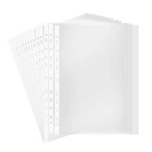 100Pages A4 Punched Pocket, Clear 11-Hole Sheet Protector Binder Pocket Paper File Letter Sheet Binder Sleeves 8 Silk