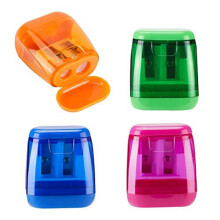 Plastic Kleur Transparante Puntenslijper Geometrische Dubbel Gat Schets Puntenslijper Handmatige Puntenslijper