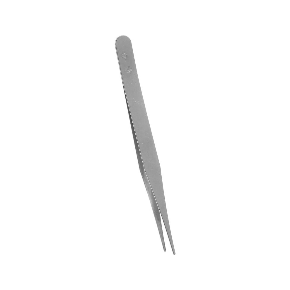 Fine Point Silver Tone Pointy Straight Tweezers 4 1/2" 6033286365062