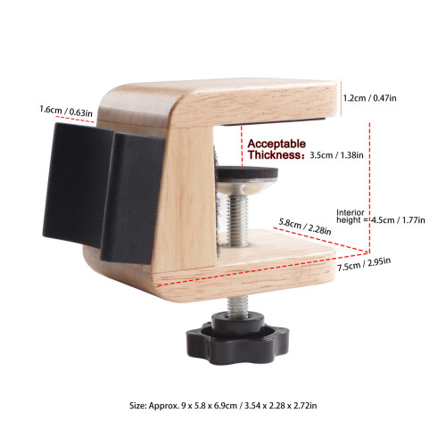 Wooden Guitar Table Clamp Stand with Silicone Non-Slip Pad, Adjustable 1