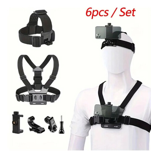 All-in-One 6pcs Action Camera Kit  Strap Chest Strap Mount Adjustable for  Phone Osmo Enhanced Stability 2
