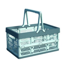 Outdoor Folding Picnic Basket Portable Camping Storage Container Plastic Frame Large Capacity Supermarket Shopping A