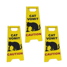 3Pcs Cats Vomit Caution Signs Cats Vomits Warning Signs Desk-A