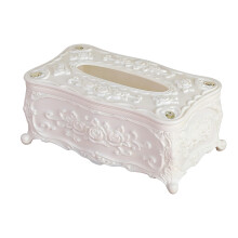 Embossed Designs Plastic Tissue Box with Plastic for Home-White