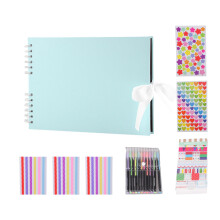 Complete DIY Scrapbook Set with 80 Pages with-light blue