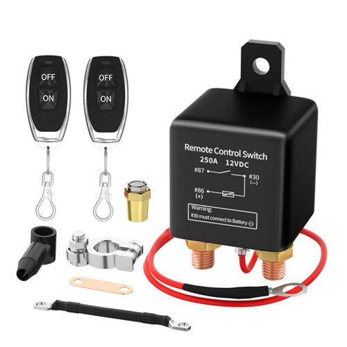 For Car 12V Remote Battery Disconnect  250A Anti-Theft Remote Control  with Two Wireless Remote Control 1