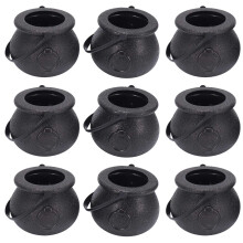 10 Stuks Zwarte Ketel Snoep Houder Pot met Handvat Halloween Snoep Emmer Waterkoker  Zwarte Heks Ketel voor Halloween