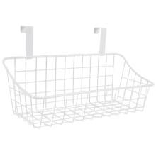 Basket with Hook Grid Storage Basket, Hang It Behind a Door or a Railing, over the Cabinet Door, White