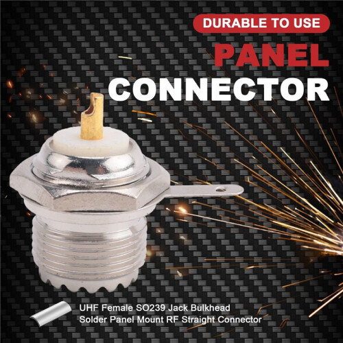 UHF Female SO239 Jack Bulkhead Solder Panel Mount RF Straight Connector,silver 2