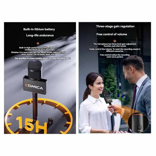 Comica Revo S Wireless Microphone 48kHz/24bit, Cardioid Polar Pattern, Denoise, for Smartphone Interviews and Outdoor Use 2